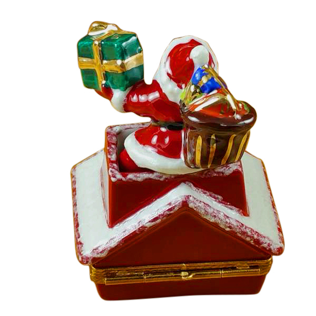 Santa Claus On Roof With Presents Rochard Limoges Box