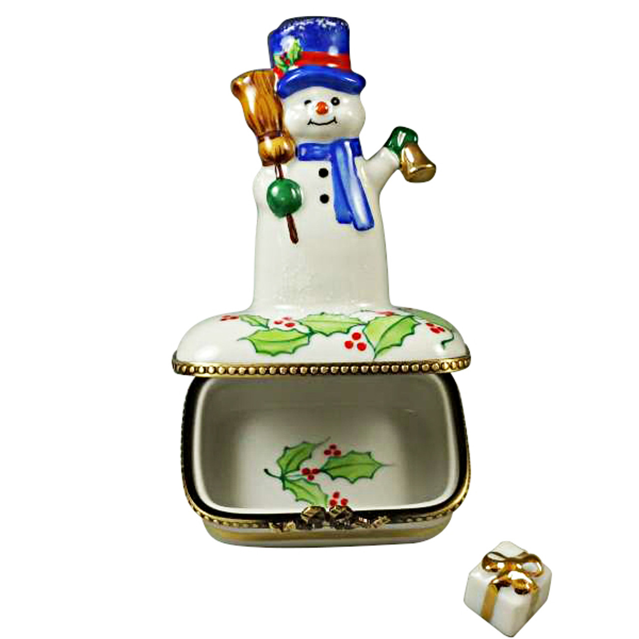 Snowman With Blue Scarf Rochard Limoges Box