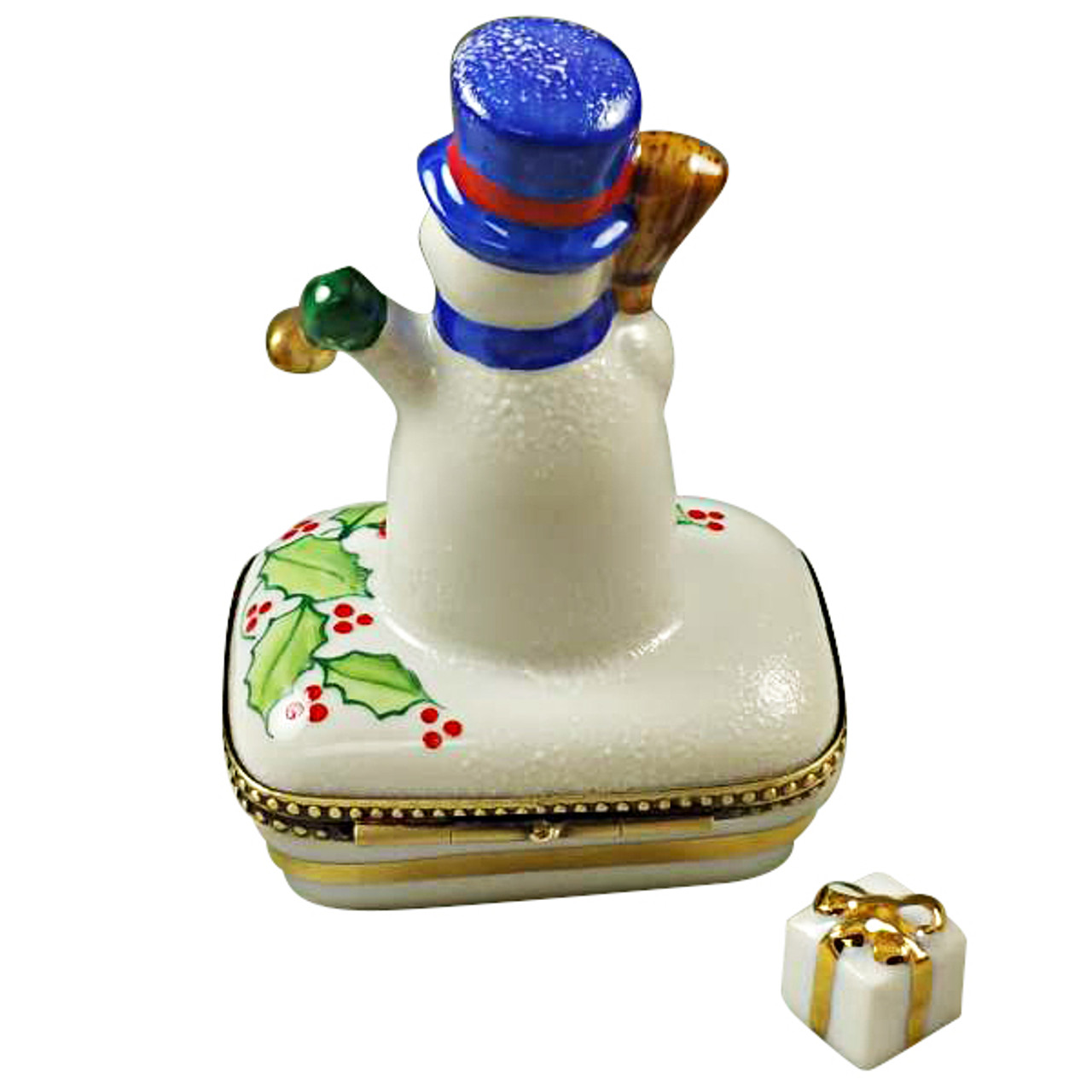 Snowman With Blue Scarf Rochard Limoges Box