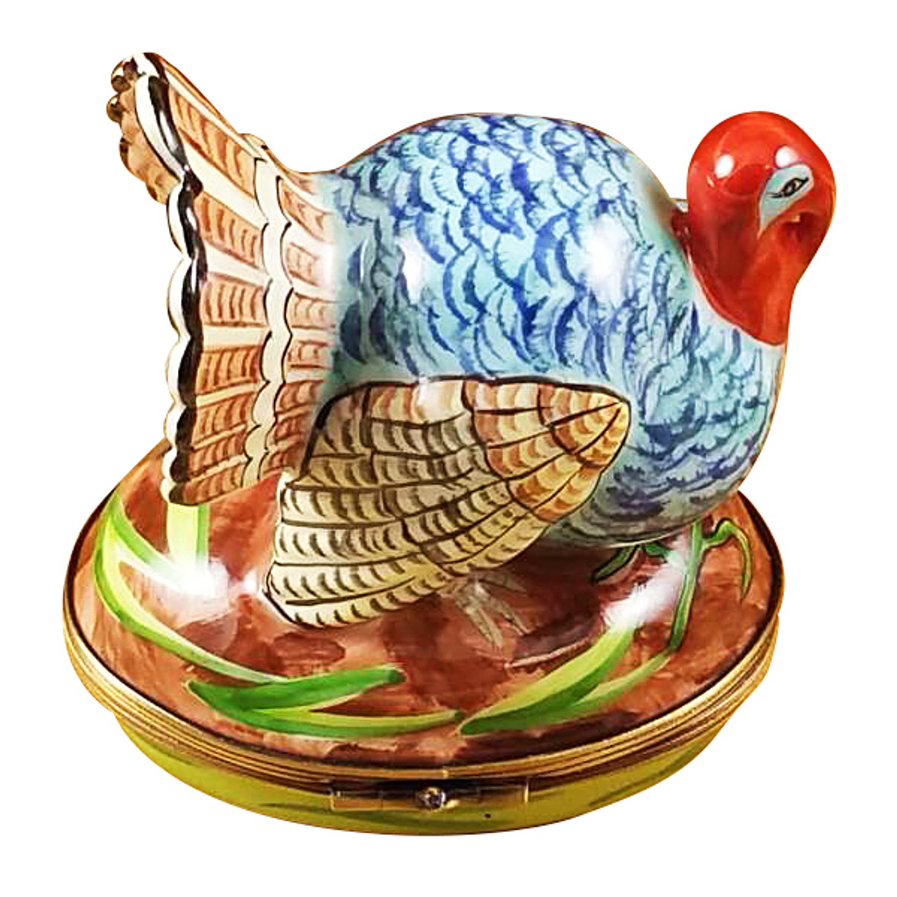 Blue Turkey W/Cornstalk Rochard Limoges Box