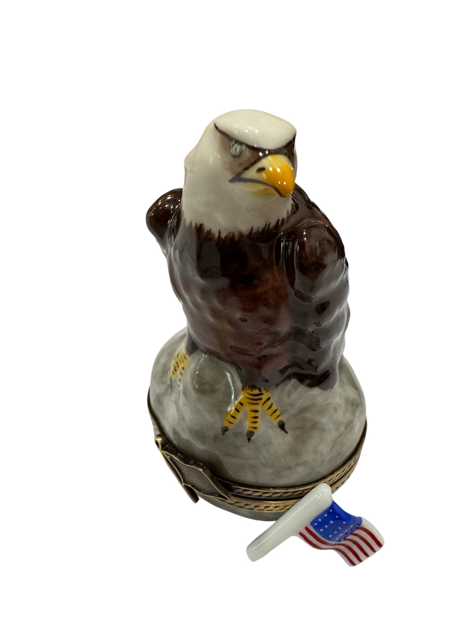 Bald Eagle With American Flag Limoges Box 