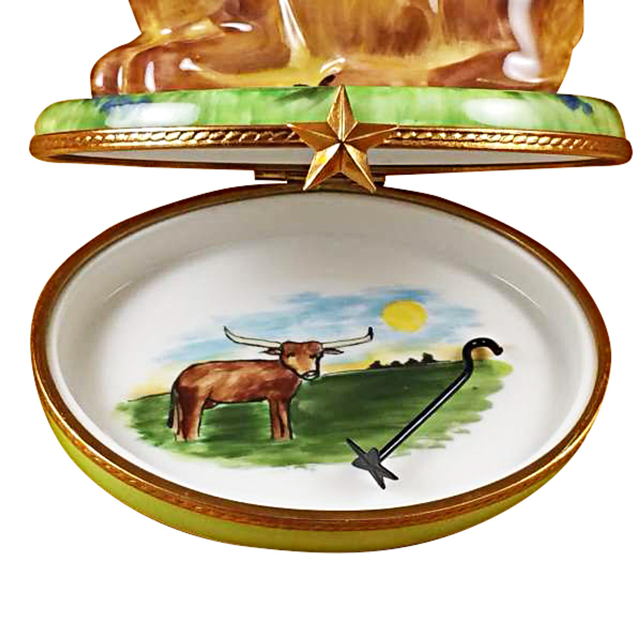 Lazy Longhorn With Star Branding Iron Rochard Limoges Box