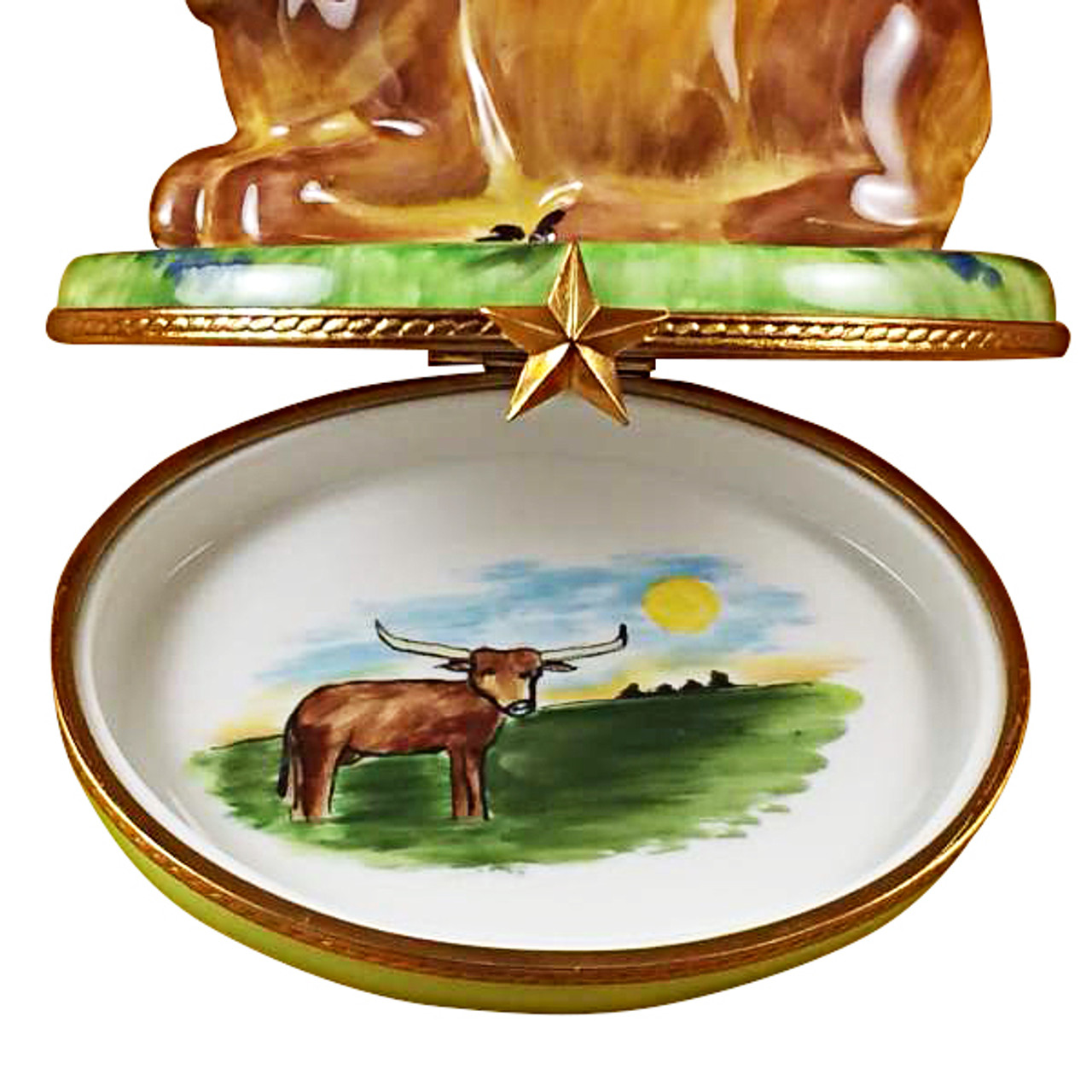 Lazy Longhorn With Star Branding Iron Rochard Limoges Box