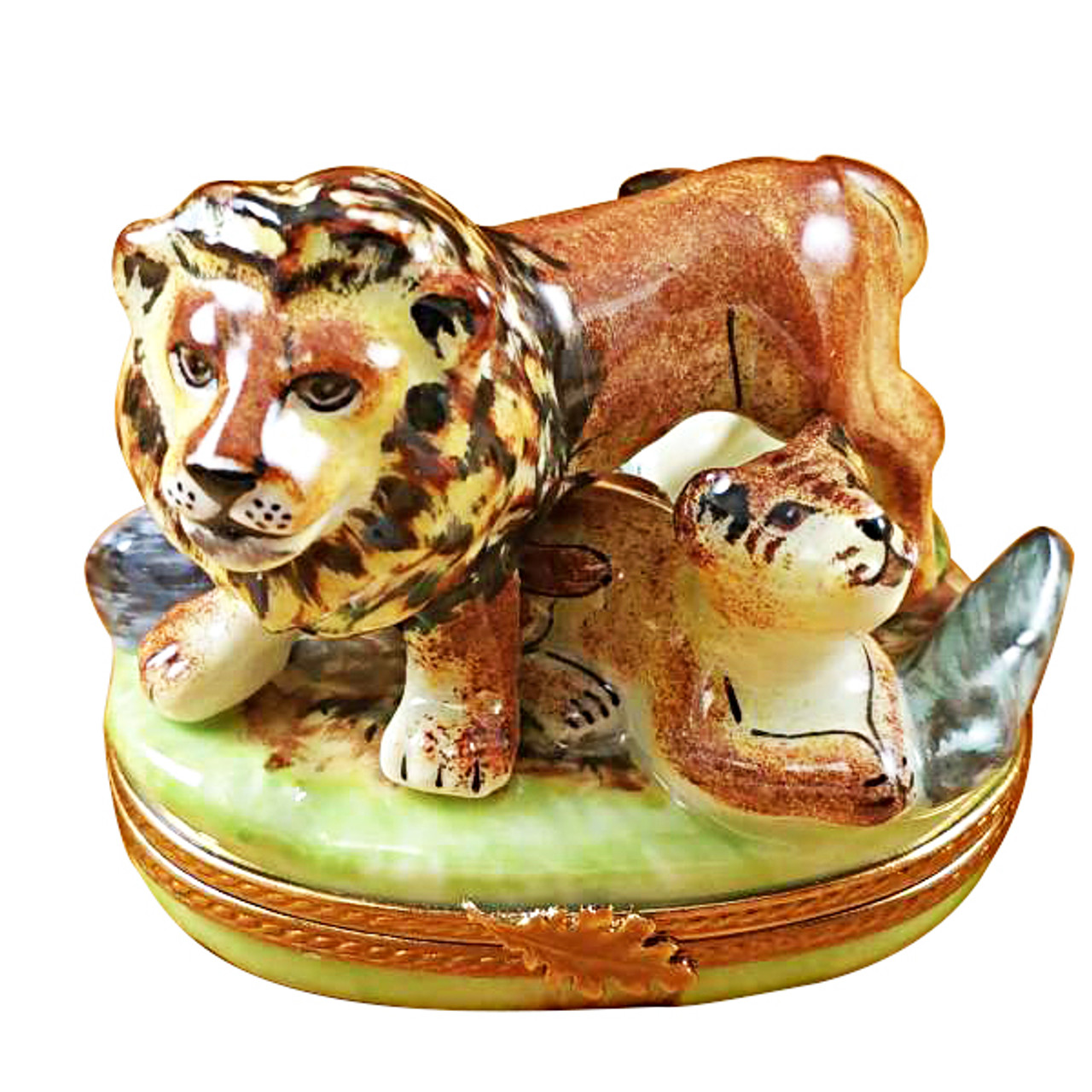 Lion W/Baby Rochard Limoges Box