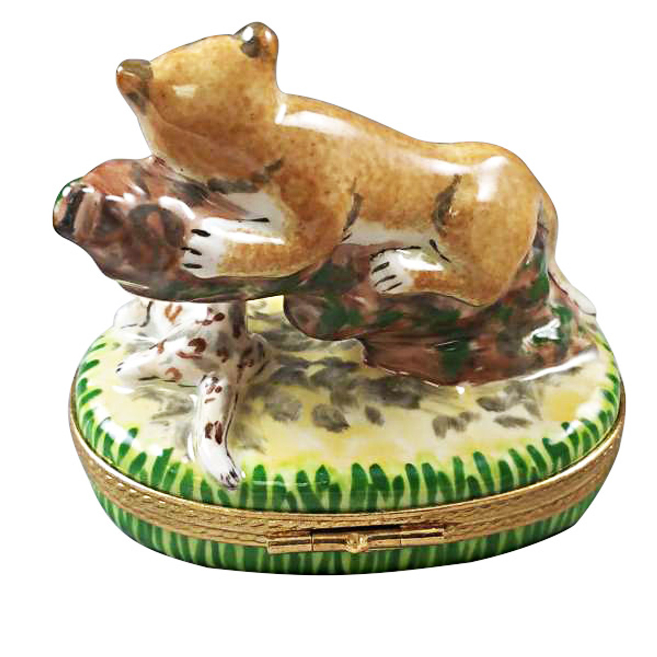 Cougar W/ Baby Rochard Limoges Box