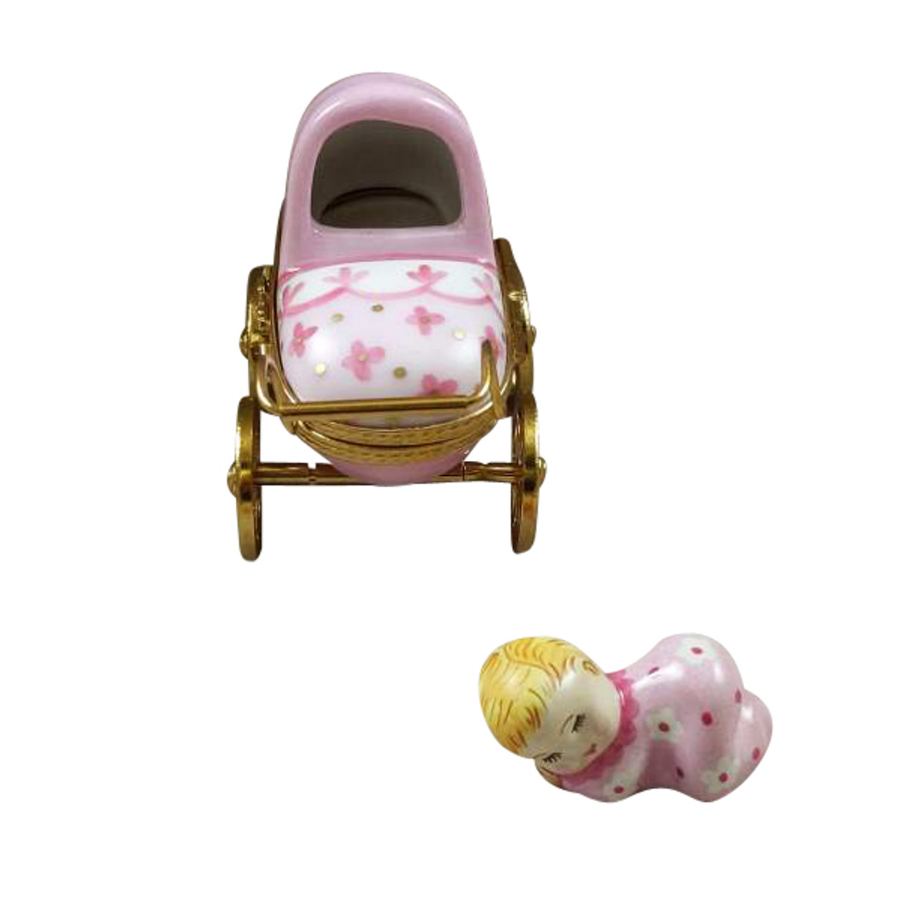 PINK BABY CARRIAGE Limoges Box RB007-S