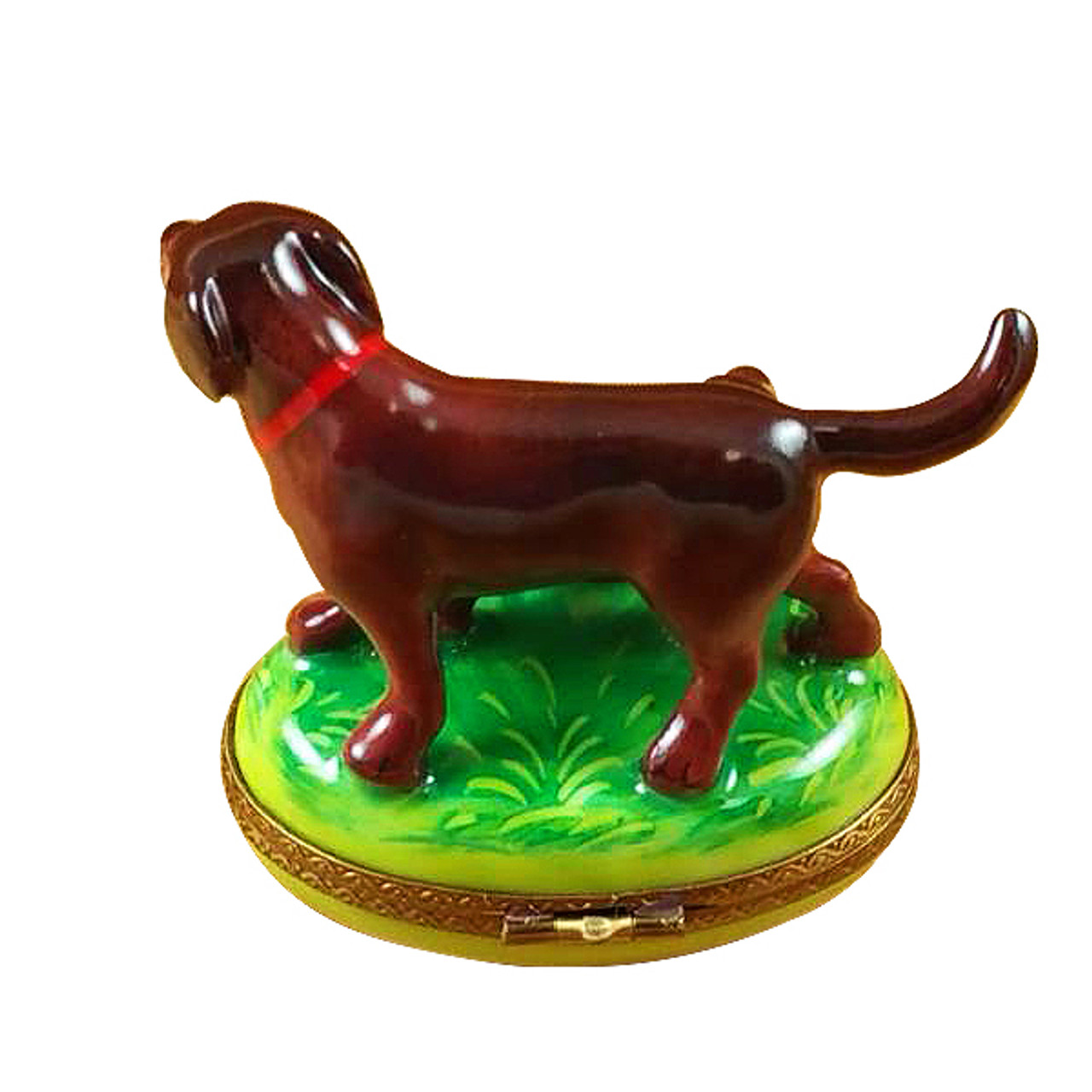 Chocolate Lab With Puppy Rochard Limoges Box