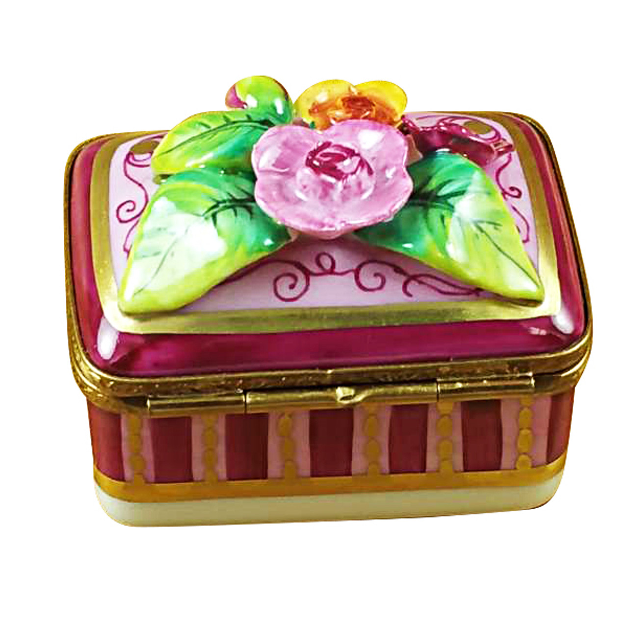 Roses Relief On Rectangle Base Rochard Limoges Box