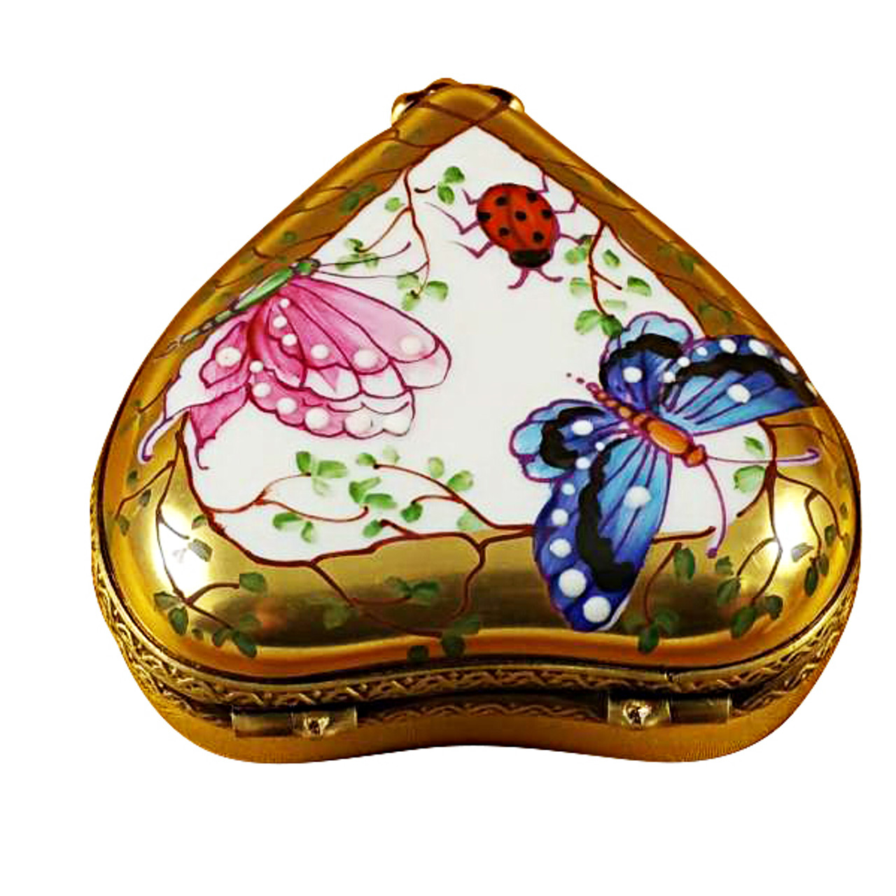 Heart-Butterfly On Gold Base Rochard Limoges Box