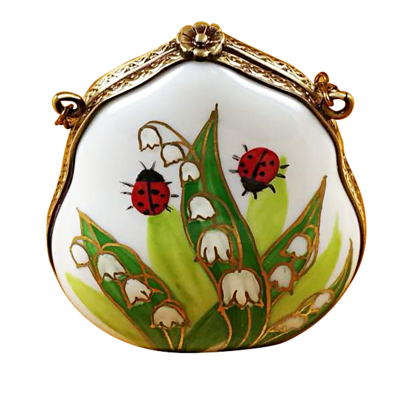 Lily Of The Valley Purse With Ladybugs Rochard Limoges Box