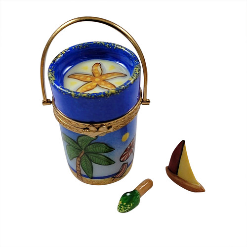 Beachpail W/Sailboat & Shovel Rochard Limoges Box