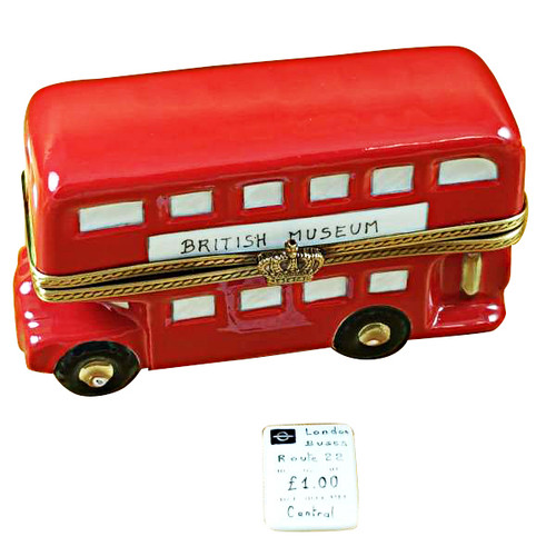 London Double Decker Bus W/Removable Ticket Rochard Limoges Box