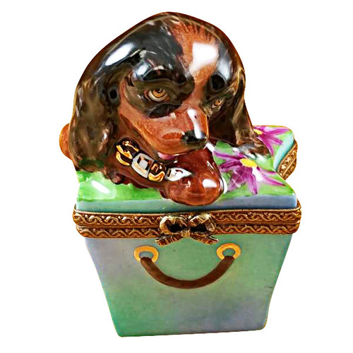 Limoges Imports Brown Spaniel In Package Limoges Box