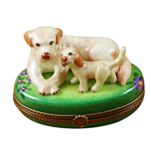 Limoges Imports Yellow Lab & Puppy Limoges Box