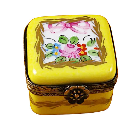 Limoges Imports Small Yellow Square Limoges Box