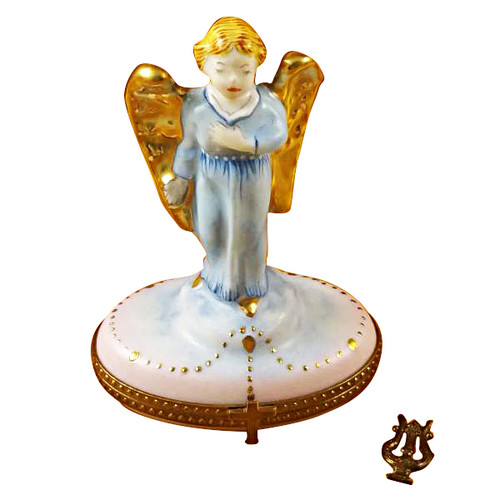 Limoges Imports Gabriel Angel With Harp Limoges Box