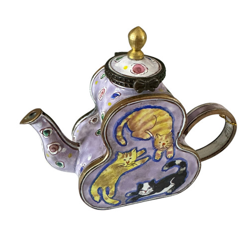 Kelvin Chen Three Circling Cats Enamel Hinged Teapot (ENK622)