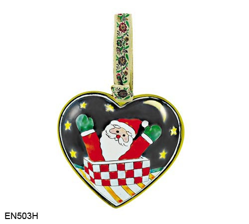 EN503H Kelvin Chen Santa Heart Enamel Ornament