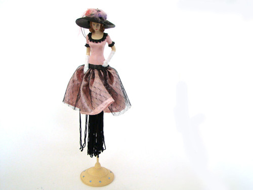 Pink and Black with black hat Tassel Doll TD289 