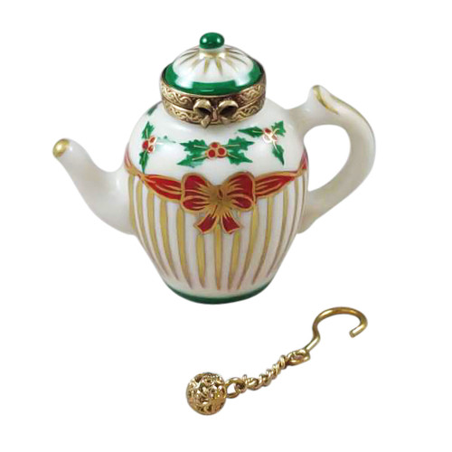 Rochard CHRISTMAS TEAPOT W/ METAL TEABALL Limoges Box (RX214-I)