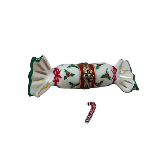 Rochard CHRISTMAS CRACKER W/ CANDYCANE Limoges Box RX216