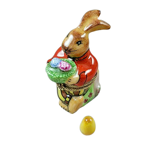 BROWN EASTER RABBIT WITH REMOVABLE EGG Limoges Box 