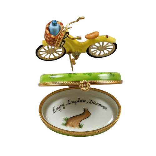 Yellow Beach Cruiser with Brass Sunglasses Rochard Limoges Box  