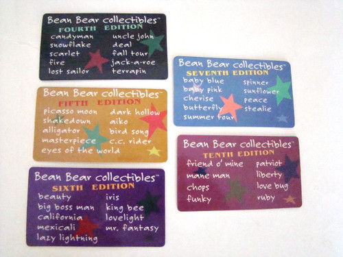 Grateful Dead Bean Bear Laminate Collector Card 5 cards 4,5,6,7,10