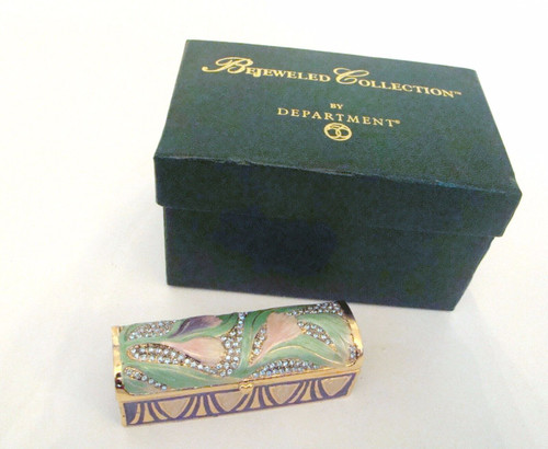 Det 56 Jeweled Trinket Hinged Box - Bejeweled Crocus Lipstick Holder