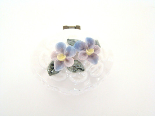 Porcelain Hinged Box  - Katherine's Collection White with purple flowers