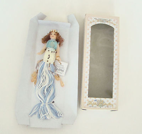 Sweet Petite Little Girl with Long Brown Curls Tassel Doll