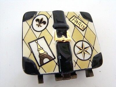 Mud Pie Porcelain Hinged Box - Tuscany Series Suit Case Treasure Box