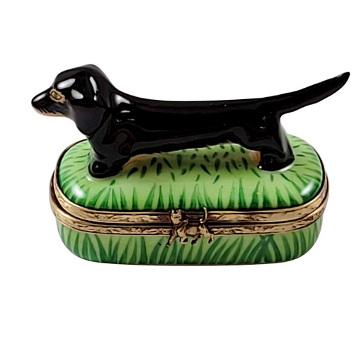 BLACK & TAN DACHSHUND Rochard Limoges Box RD036