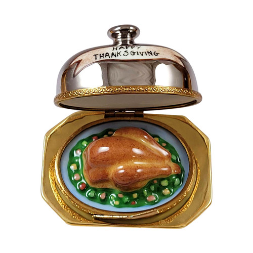 TURKEY UNDER CHROME - "HAPPY THANKSGIVING" Rochard Limoges Box RK225