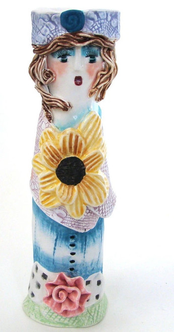 Ellen Williams Lady Vase Candle Stick Holder Lavender Sash Ellen Williams Lady Vase Candle Stick Holder Lavender Sash