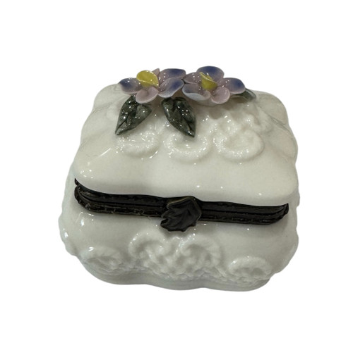 Porcelain Hinged Box  - Katherine's Collection White rectangle shape flowers