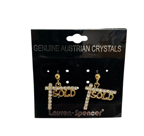 Realtor SOLD Post Earrings with Austrian Crystals
