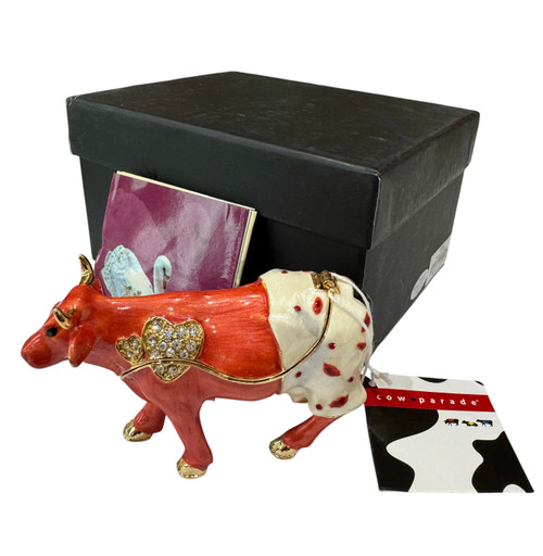 Jeweled Trinket Hinged Box - Cow Parade Moocho Amor Style 3554