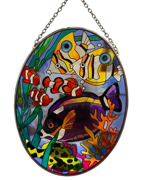 Joan Baker Suncatcher Stained Glass Tropical Fish
