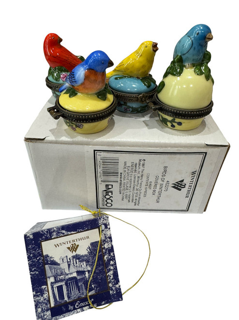 Birds of Winterthur Set of 4 Porcelain Hinged Boxes