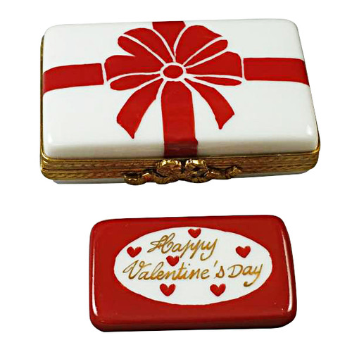 Gift Box With Red Bow - Happy Valentine'S Day Rochard Limoges Box RO180