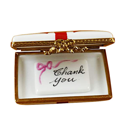 Gift Box With Red Bow - Thank You Rochard Limoges Box RO184