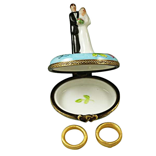 Bride And Groom With 2 Removable Rings Rochard Limoges Box