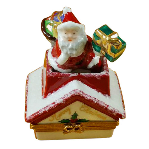 Santa Claus On Roof With Presents Rochard Limoges Box