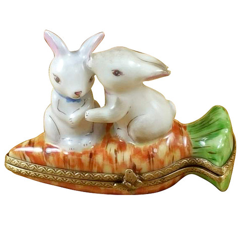 Rabbits On Carrot Rochard Limoges Box