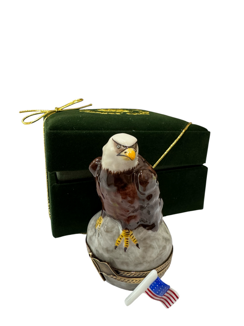 Bald Eagle With American Flag Limoges Box