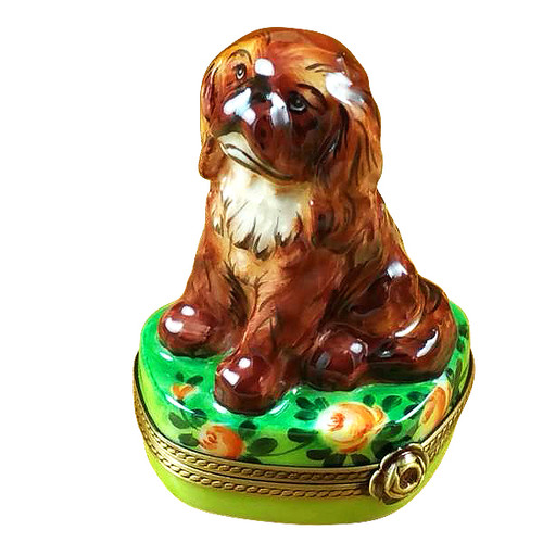 Ruby King Charles Spaniel Rochard Limoges Box