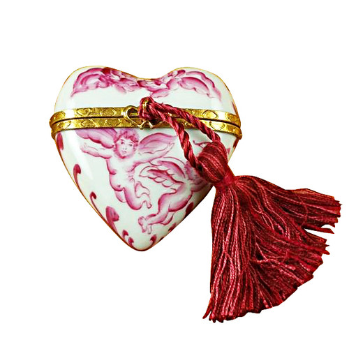 Heart Pink Angel W/Tassel Rochard Limoges Box