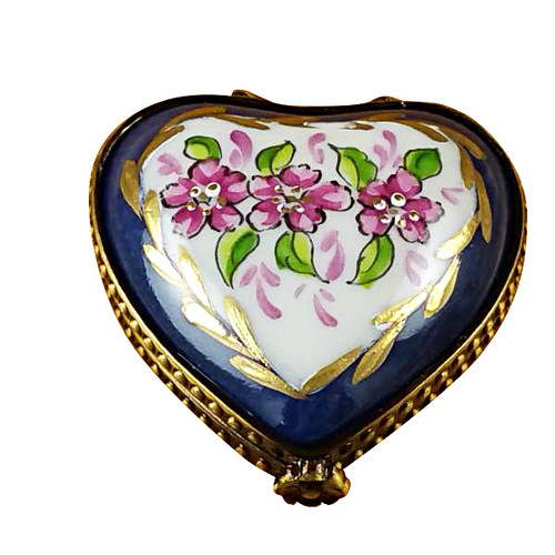 Mini Heart Roses On Blue Base Rochard Limoges Box