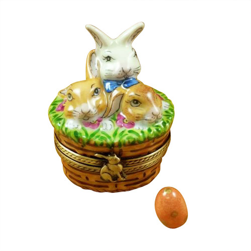 3 RABBITS IN A BASKET RO214-H| Rochard Limoges Box | Christine's